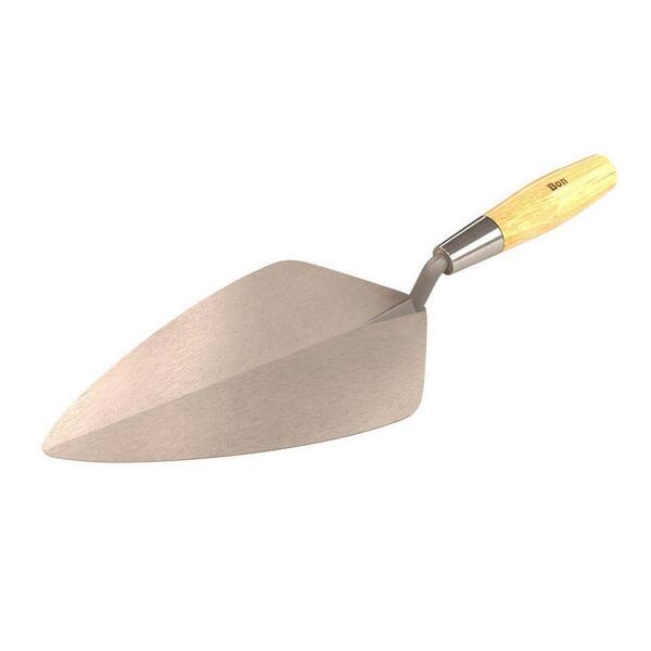 Bon Tool Wide London Pro 10 in. x 5-7/16 in. Stainless Steel Brick Masonry Trowel with Wood Handle