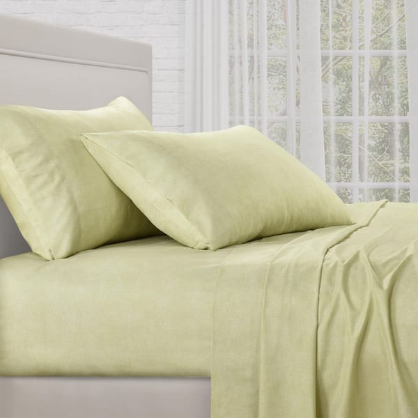Unbranded Rooney 4Pc. Green Polyester Queen Sheet Set 80 X 60"