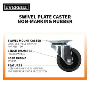 3 in. Gray Rubber Like TPR and Steel Swivel Plate Caster with 175 lb. Load Rating