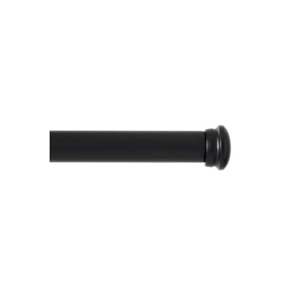 Double Mount Indoor/Outdoor Matte Black 84 in. - 160 in. Single Curtain Rod