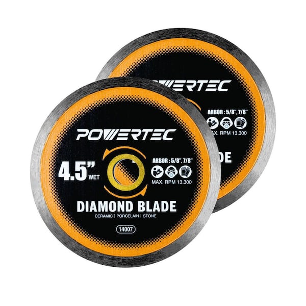 4-1/2 in. Continuous Rim Diamond Blade for Angle Grinder - Cutting Ceramic, Porcelain, Natural Stone Tile (2-Pack)