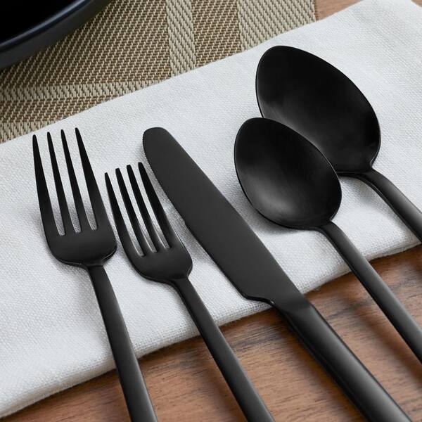 Modern Flatware Sets | Flatware Set for Four | Year & Day Matte Black