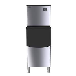 26 in. 315 lbs. Freestanding Air Cooled Commercial Ice-Maker with Bin in Stainless Steel