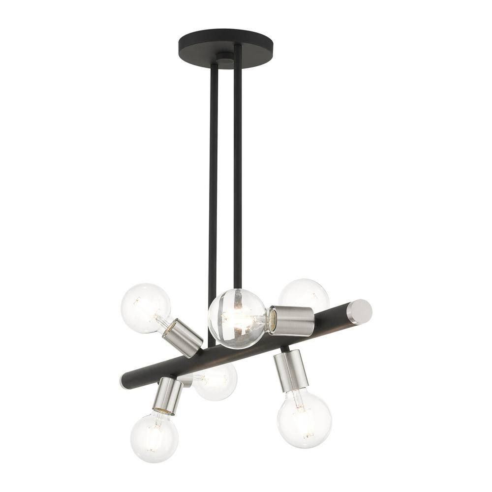 Bannister 6-Light Black and Nickel Linear Chandelier