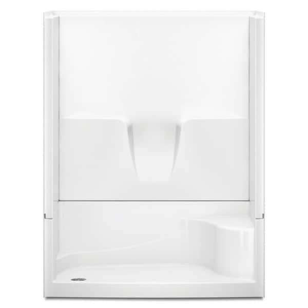 Aquatic Remodeline 60 in. x 34 in. x 76 in. 4-Piece Shower Stall with Left Drain and Shower Bench in White