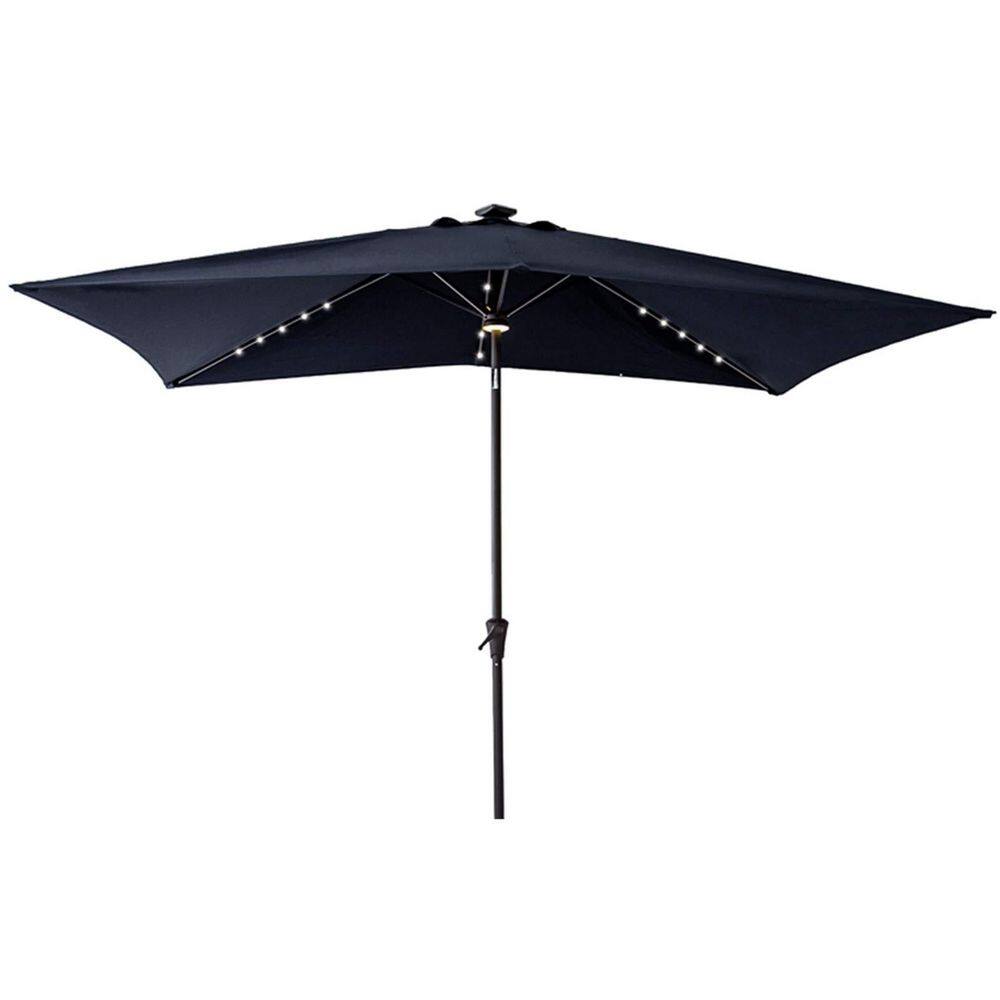 6.5 ft. x 10 ft. Rectangular Outdoor Heavy duty Market Patio Umbrella with Solar LED Lights in Navy Blue price history on PriceWatchPro