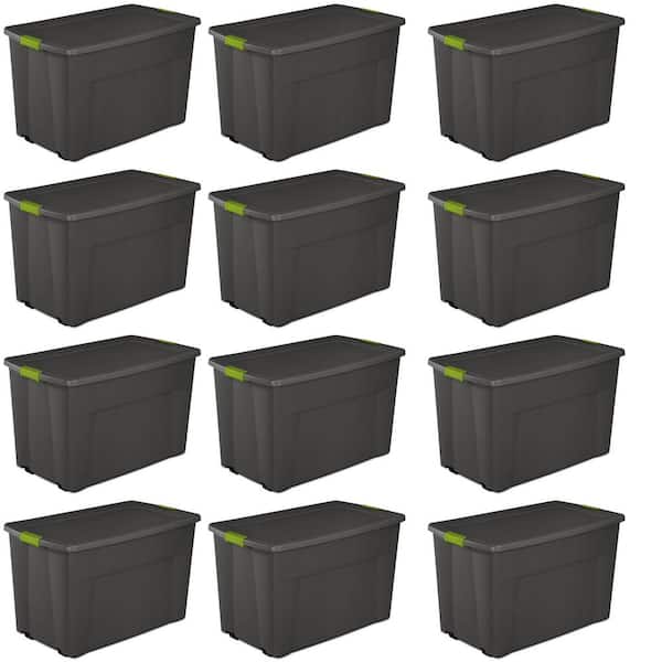 Sterilite Large 45 Gal Wheeled Latching Storage Tote Boxes, Gray