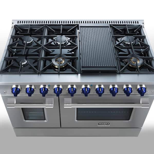 JANSKA Professional 48 in. 6.7 cu. ft. 8-Burners Double Oven