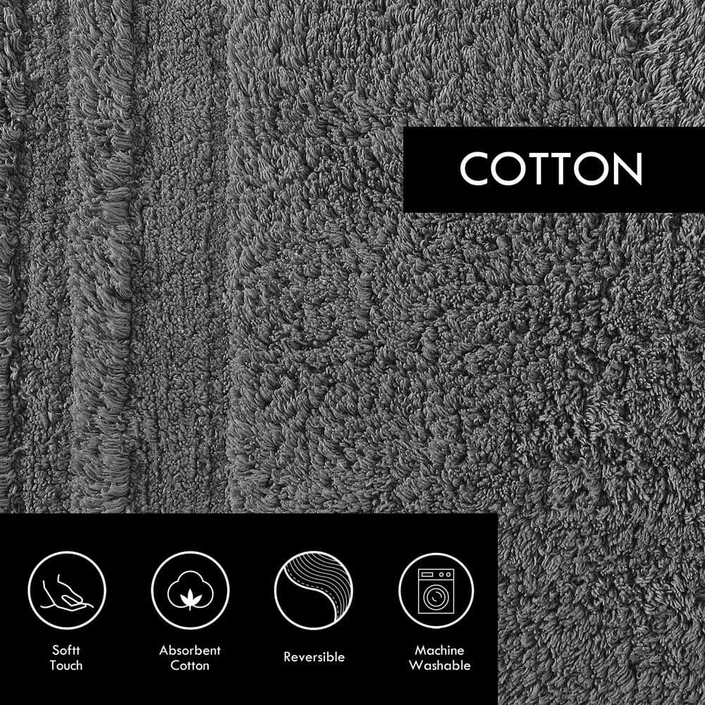 Eden Plush Gray Cotton Reversible 2-Piece Bath Rug Set
