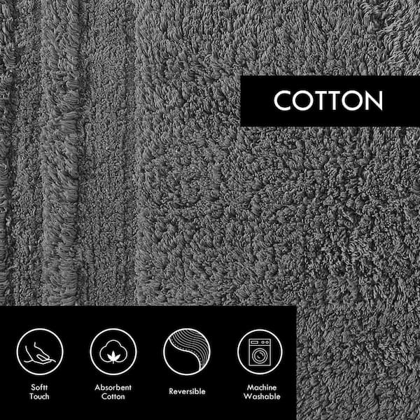 Vera Wang Eden Solid Reversible Cotton 2 Piece Bath Rug Set - White