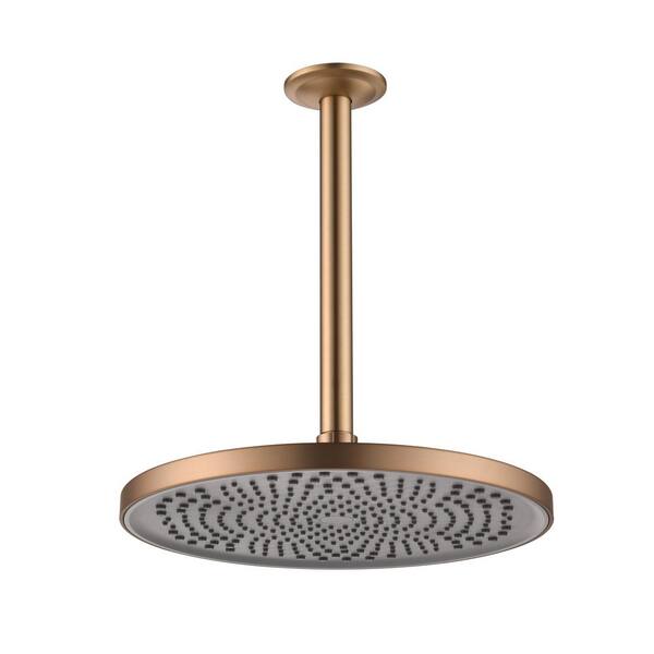 Flynama 1-Spray Patterns 10 in. Single Wall Mount Rain Fixed Shower Head in Gold