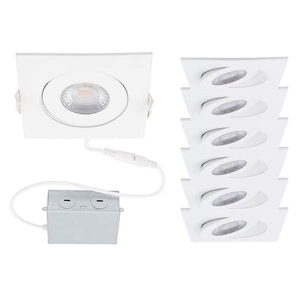 WAC LIMITED Lotos 4 in. Canless Square Adjustable 3000K New Construction/Remodel IC-Rated Integrated LED Recessed Light Kit (6-Pack)