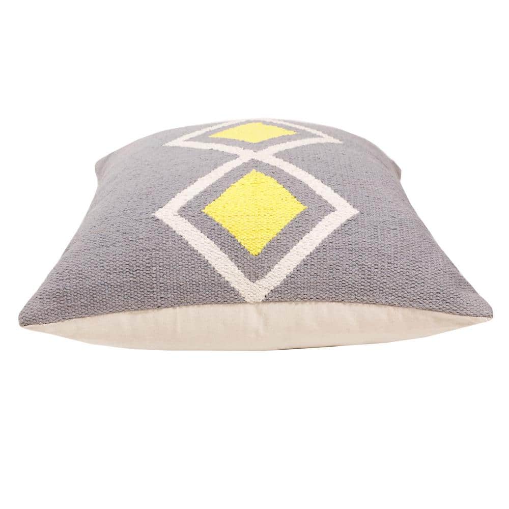 Southwestern Gray and Yellow Cotton Geometric Throw Pillow
