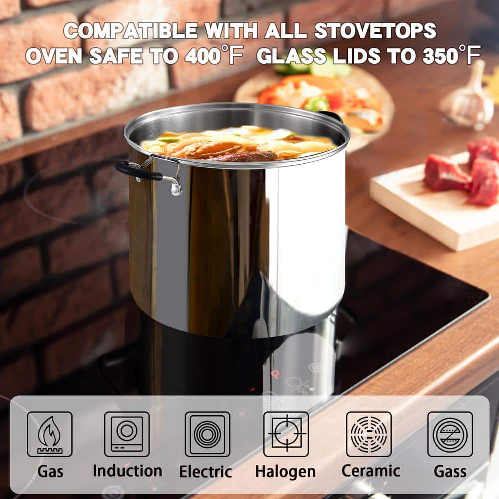 24-Quart Stainless Steel Stock Pot with Glass Lid