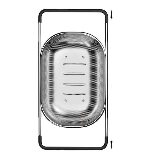 Expandable Fine Mesh Strainer with Rubber Grip, Stainless Steel Over the Sink Colander for Veggie, Fruits, Pasta