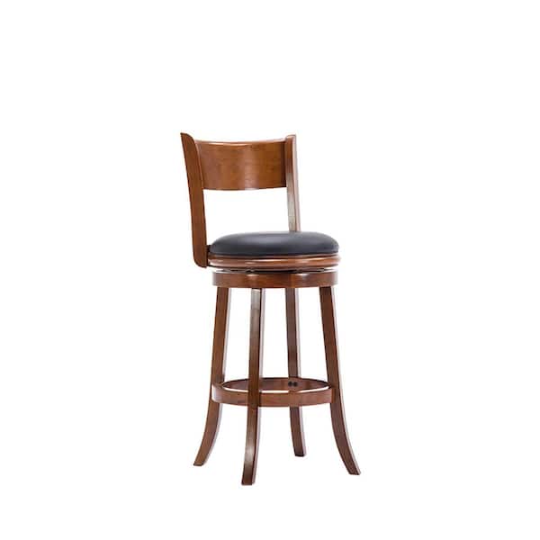 Palmetto 29 in. Walnut Swivel Cushioned Bar Stool