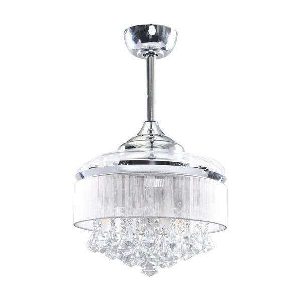Parrot Uncle Heatherly 36 In Chrome Retractable Crystal Chandelier Ceiling Fan With Light And Remote Control Af3502110v The Home Depot Parrot Uncle Heatherly 36 In Chrome, Foldable Ceiling Fan