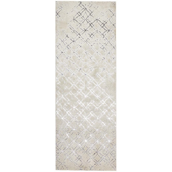 HomeRoots 2 X 8 Silver and Gray Abstract Runner Rug