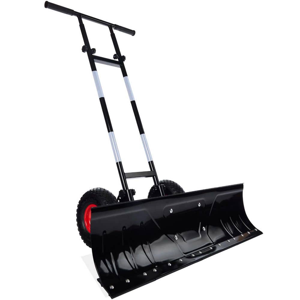 Best Choice Products 51 in. Steel Handle Metal Blade Black Snow Pusher Shovel with Blade Angle, Reflective Tape and Adjustable Handle SKY9068