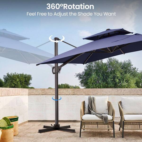 brown patio table 6 seater with umbrella Mf Studio 7-Piece Outdoor Wicker Dining Set with Cushioned Chairs & 6-Person Table with Umbrella Hole, Dark Brown Rattan & Beige Cushion