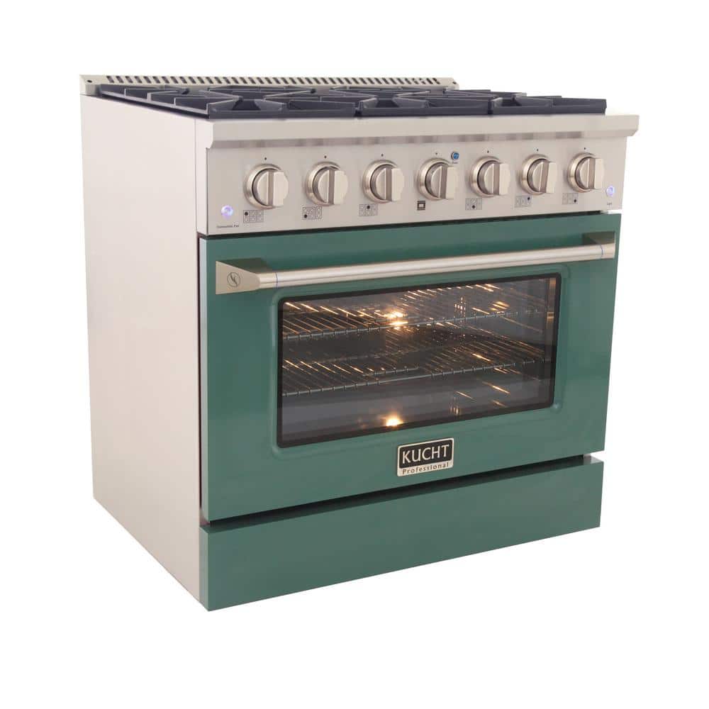 36-inch Green Stainless Steel Dual Fuel Range with Convection Oven