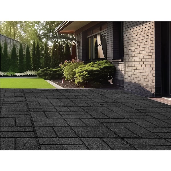 16 in. x 16 in. x 5/8 in. Black SmartLoc Rubber Paver (9-Pack)