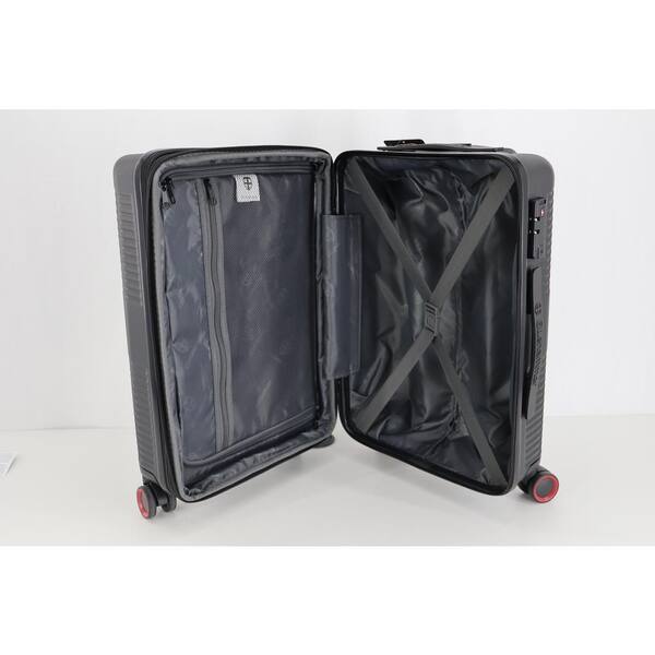 Ellehammer Luggage, 24 in. Black, ABS Hard-Shell, Spinner