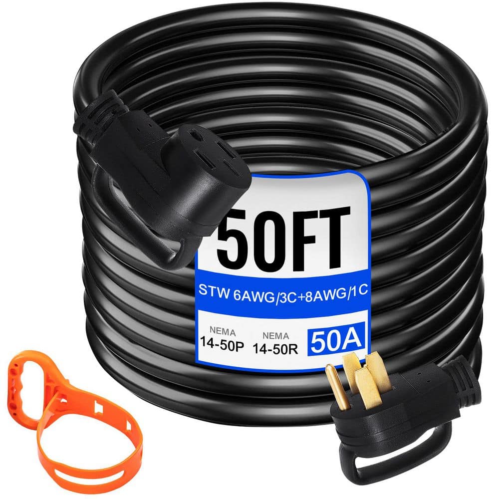 Extension Cord 50 ft. STW 6AWG / 3C+8AWG / 1C 4 50 Amps, 125-250V RV Marine Extension Cord with Lighted End Locking Plug price history on PriceWatchPro