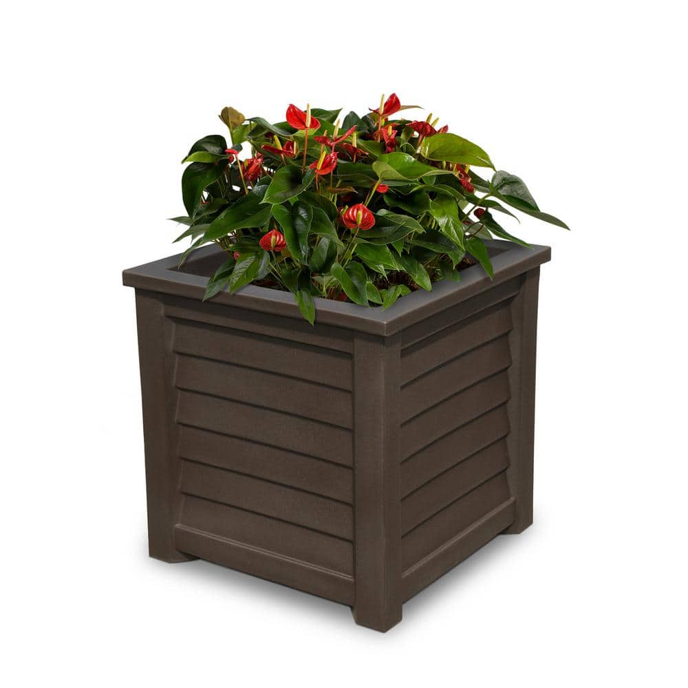 Espresso Square Self-Watering Polyethylene Planter, 20"x20"