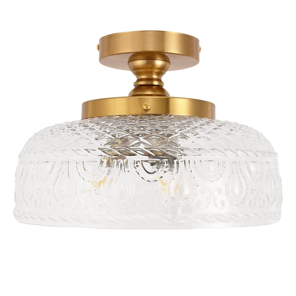 11.8 in 3-Light  Traditional Copper Semi-Flush Mount Ceiling Light with Glass Shades, E12 Socket, Non-Integrated Bulb price history on PriceWatchPro
