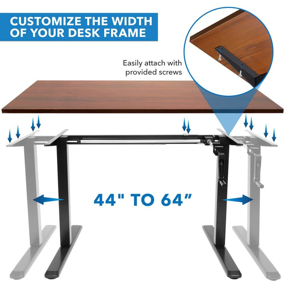 ErgoFlex Hand Crank Adjustable Sit-Stand Desk in Black and Brown
