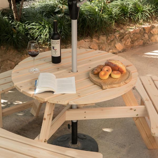 Round Wooden Outdoor Picnic Table, How To Make A Round Wooden Garden Table