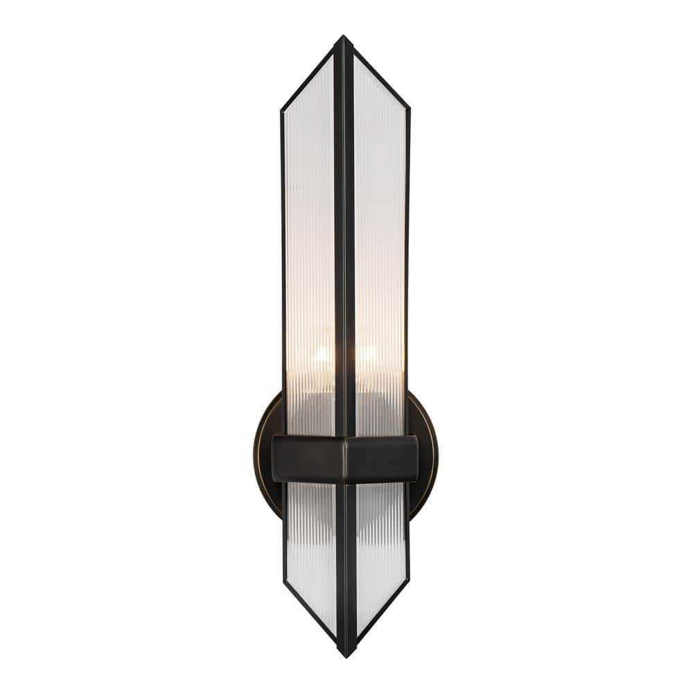 Urban Bronze Ribbed Glass Vanity Wall Sconce