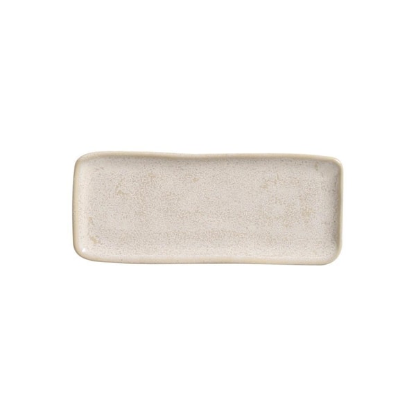 8.66 in. Latte Beige Stoneware Rectangular Platter Organic (Set of 4)