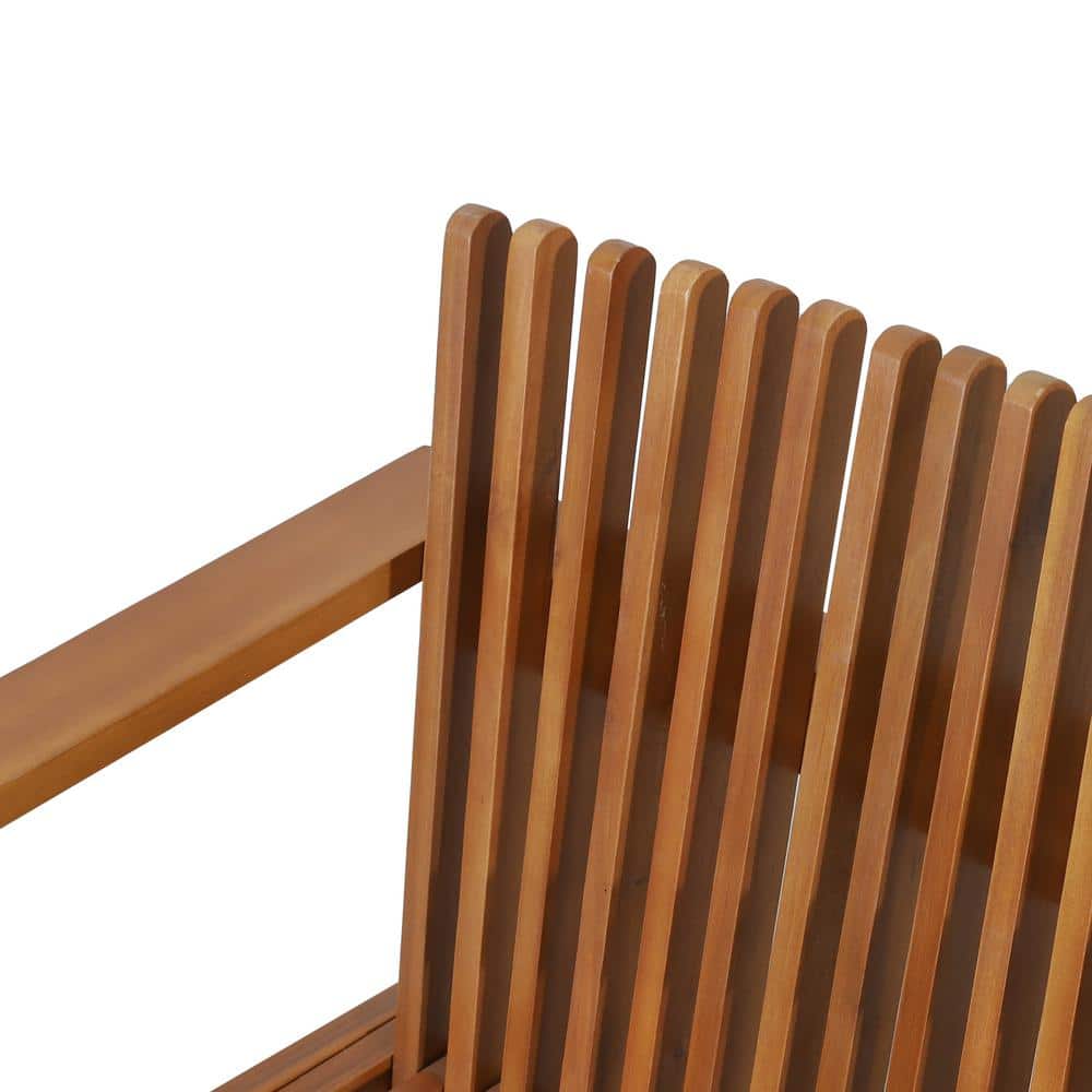 Teak Acacia Wood Slatted Club Chair with Armrests