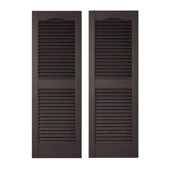 Builders Edge - 15 in. x 48 in. Louvered Vinyl Exterior Shutters Pair in #002 Black