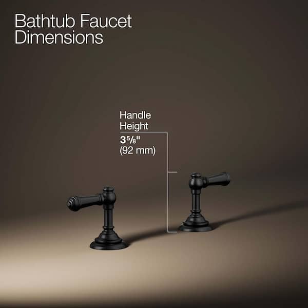 KOHLER Artifacts Double Handle Deck-Mount Bath Faucet Handle Trim with Lever Design in Matte Black