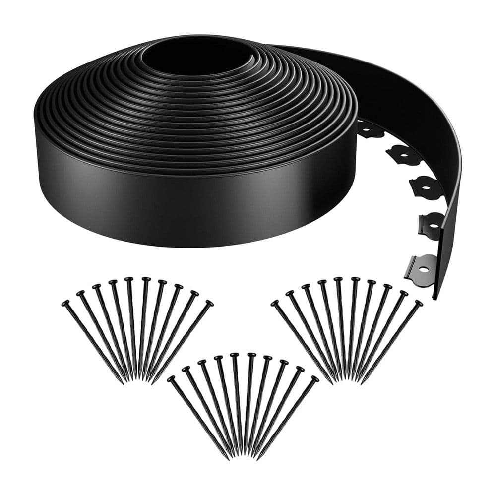 Landscape Edging Kit 49 ft. 3 in. Height Plastic Flexible No Dig Lawn Border Edging Black Finish 1 Kit price history on PriceWatchPro