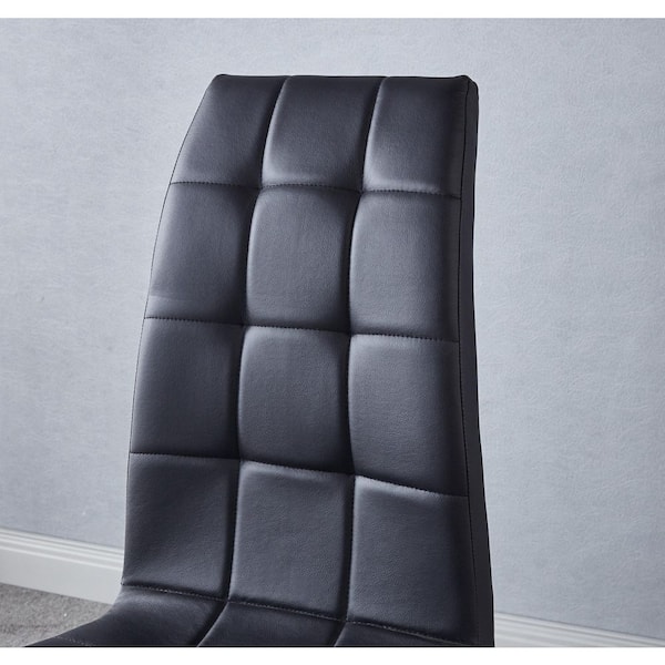 Black leather chair discount with silver legs