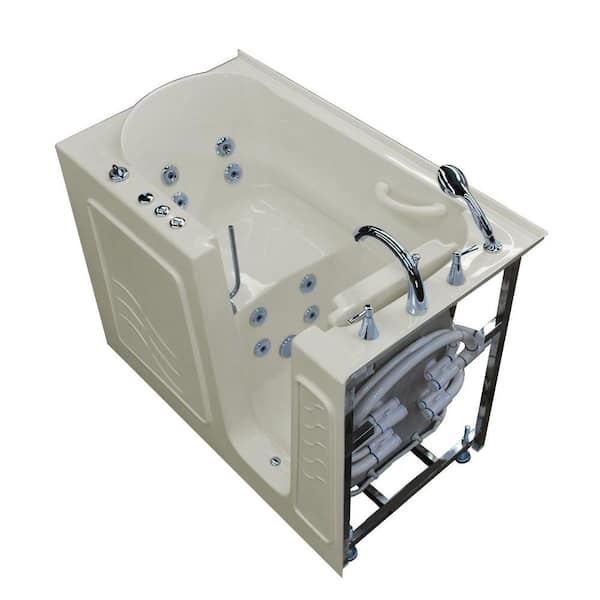 Universal Tubs Nova Heated 4.5 ft. Walk-In Whirlpool Bathtub in Biscuit with Chrome Trim