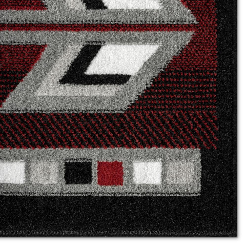 Southwestern Geometric Red and Gray Synthetic Area Rug, 7'8" x 10'7"