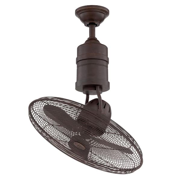 18 in. Aged Bronze Textured, Aged Bronze Blades Dual Mount Oscillating Propeller Damp Ceiling Fan w/ Controls Included