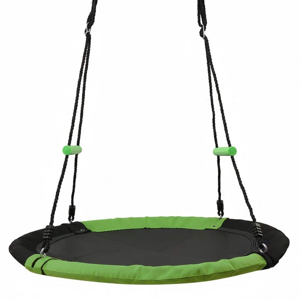 MISOPILY Black and Light Green 40 in. Round Saucer Swing with