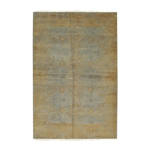 Blue Handmade Wool Transitional Ningxia Rug, 10' x 14'