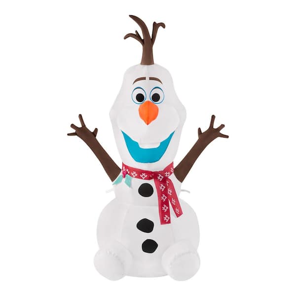 Unbranded 4 ft Pre-Lit LED Disney Airblown Olaf with Red Scarf Christmas Inflatable