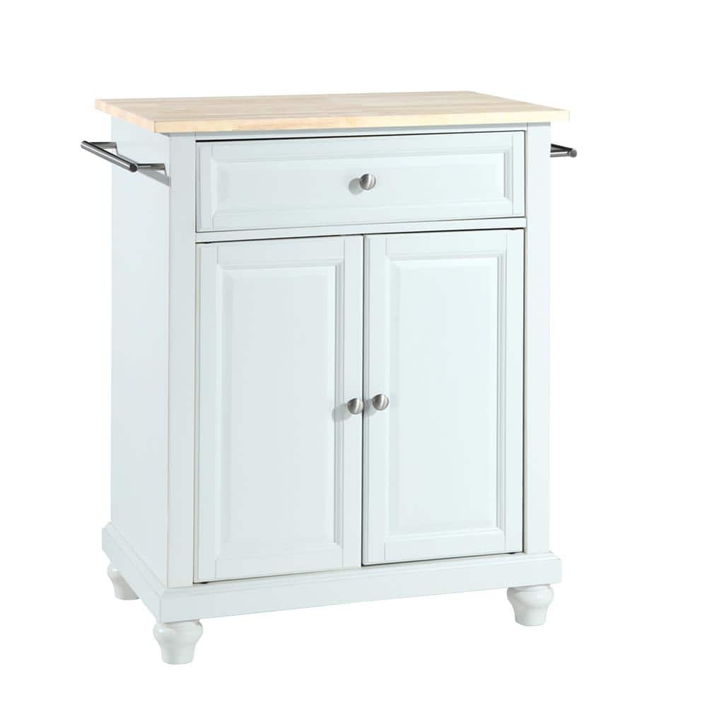 Cambridge 35" White Natural Wood Top Kitchen Island