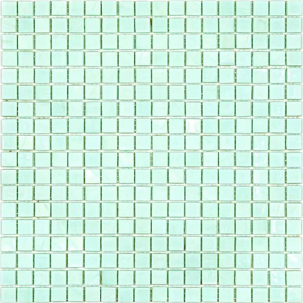 Apollo Tile Skosh 4" x 6" Glossy Light Blue-Green Glass Mosaic Uniform square Wall and Floor Sample Tile 0.13 sq. ft./Piece (1-Pack)