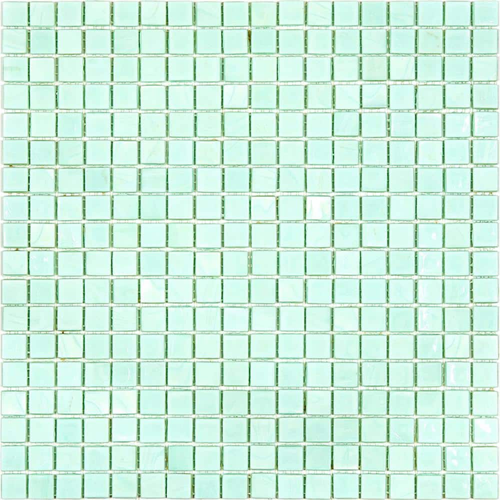Skosh 11.6" Light Blue-Green Glossy Glass Mosaic Tile