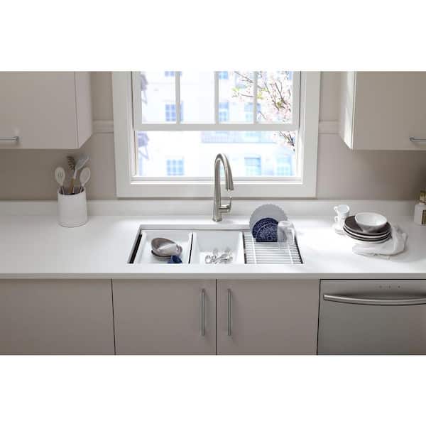 Kohler Prolific Workstation Undermount Stainless Steel 33 In Single Bowl Kitchen Sink Kit With Accessories K 5540 Na The Home Depot
