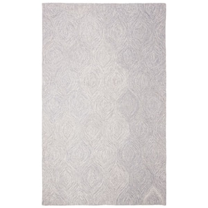 Micro-Loop Silver/Ivory 5 ft. x 8 ft. Distressed Abstract Floral Area Rug